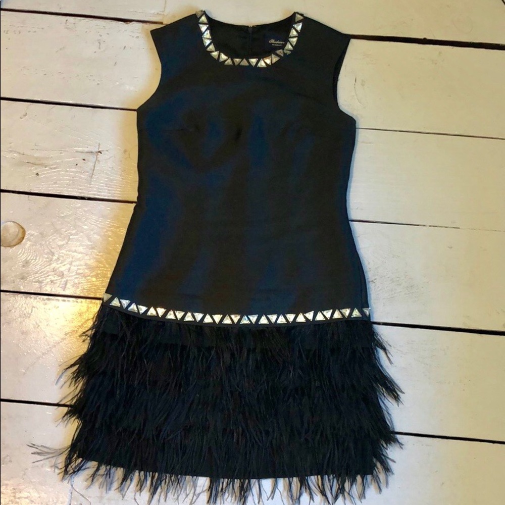 Shoshanna Janessa Feather-hem dress